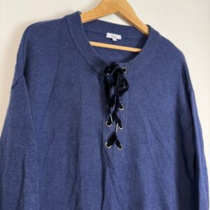 Rails Olivia Indigo Lace Front Sweater Size M FLAW